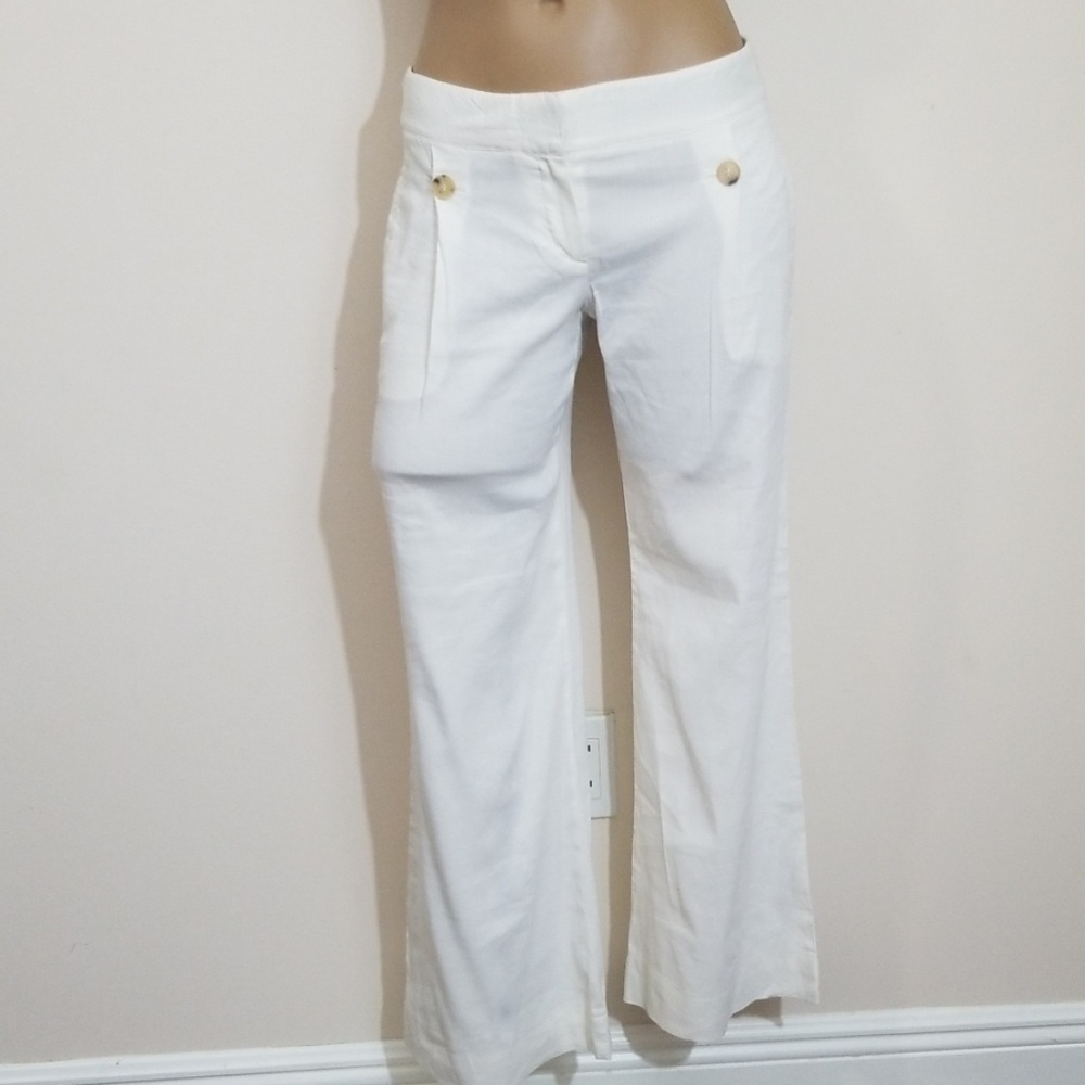 Theory White Long Pockets Wide Leg Women's Pant S2